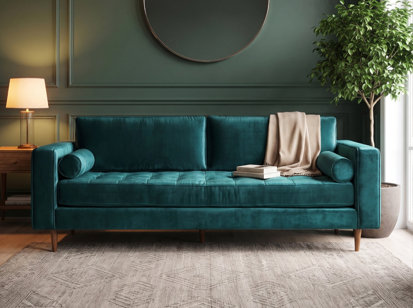 Velvet Lounge | Hand-Tufted Luxury Velvet Three-Seat Sofa