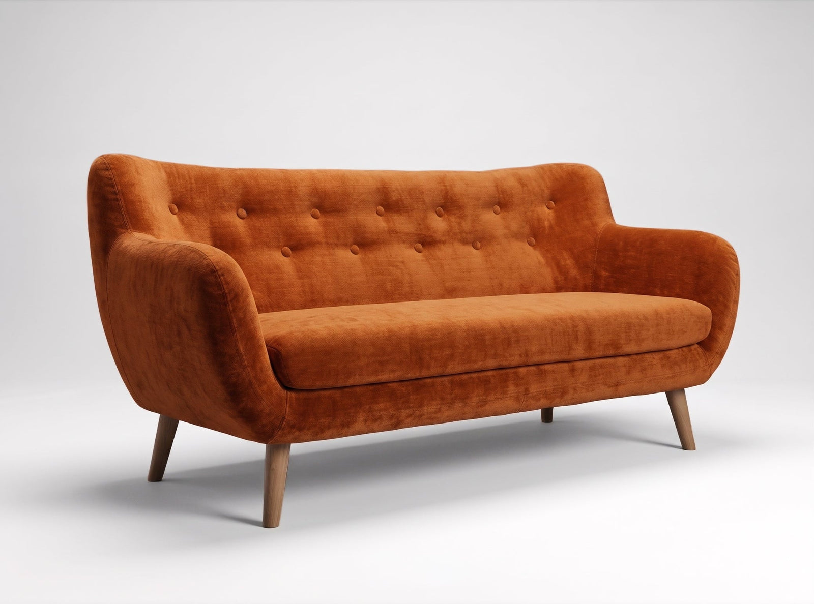 Westwood Curve | Button-Tufted Soft Touch Chenille Three-Seat Sofa