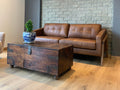 Manhattan Loft | Handcrafted Oak & Brown Leather Three-Seat Sofa
