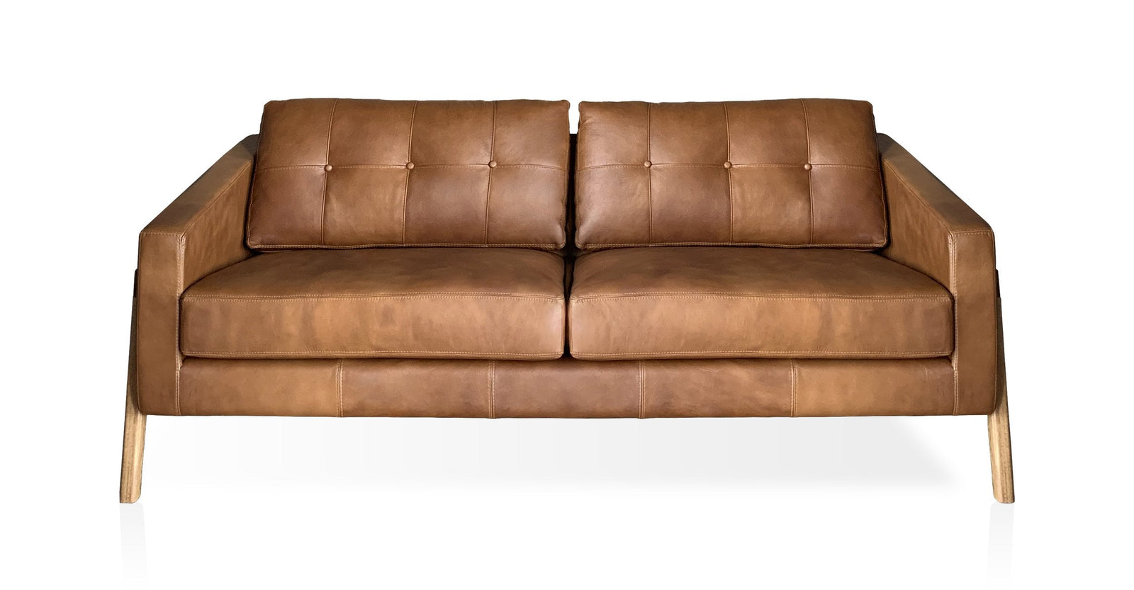 Manhattan Loft | Handcrafted Oak & Brown Leather Three-Seat Sofa