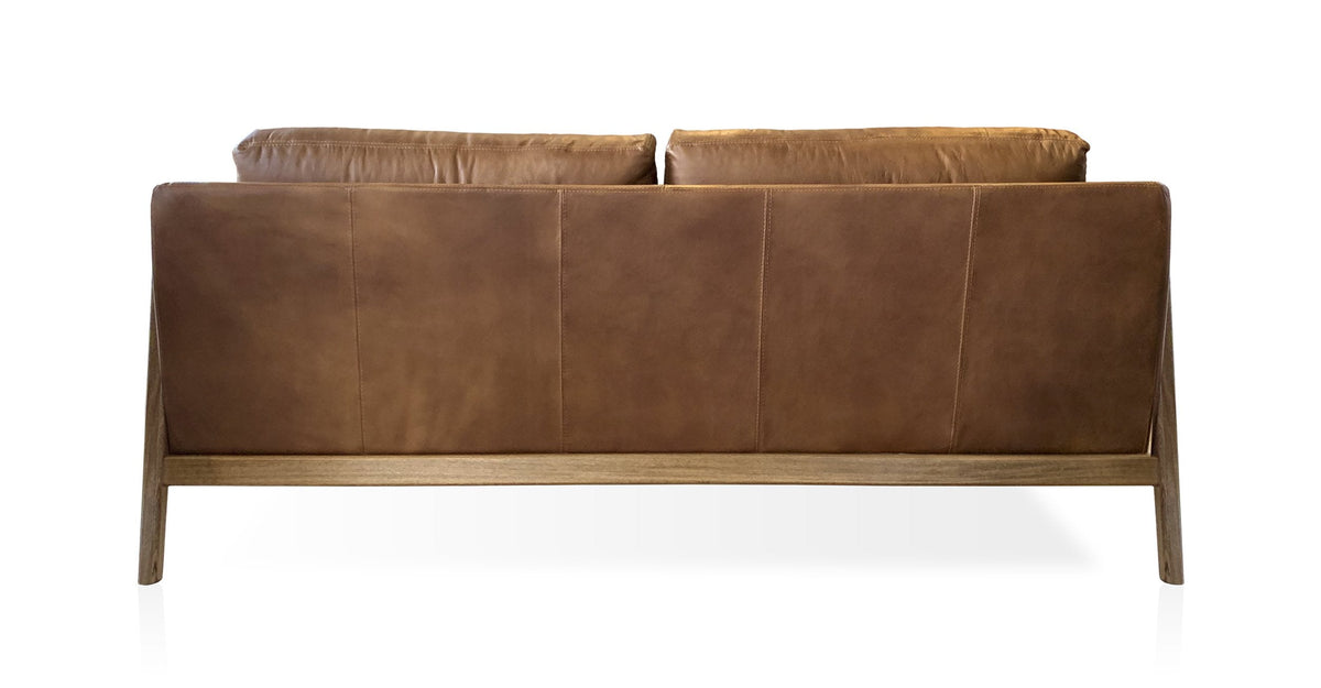 Manhattan Loft | Handcrafted Oak & Brown Leather Three-Seat Sofa