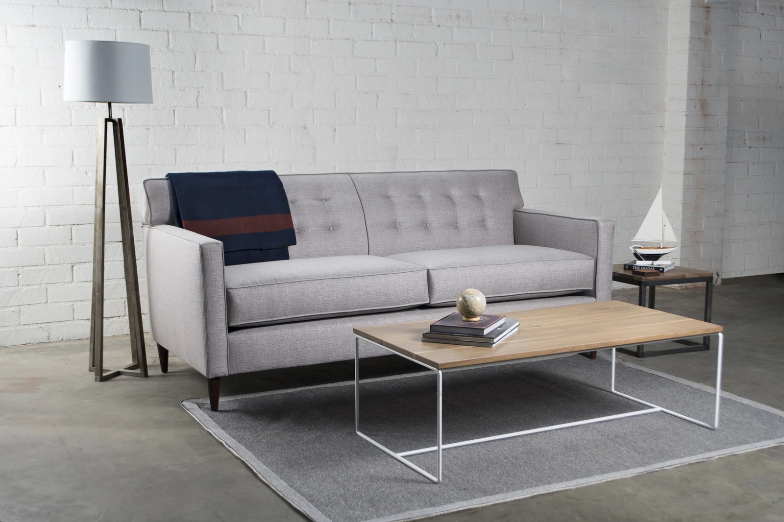 Studio Sleek | Signature Woven Button-Tufted Three-Seat Sofa