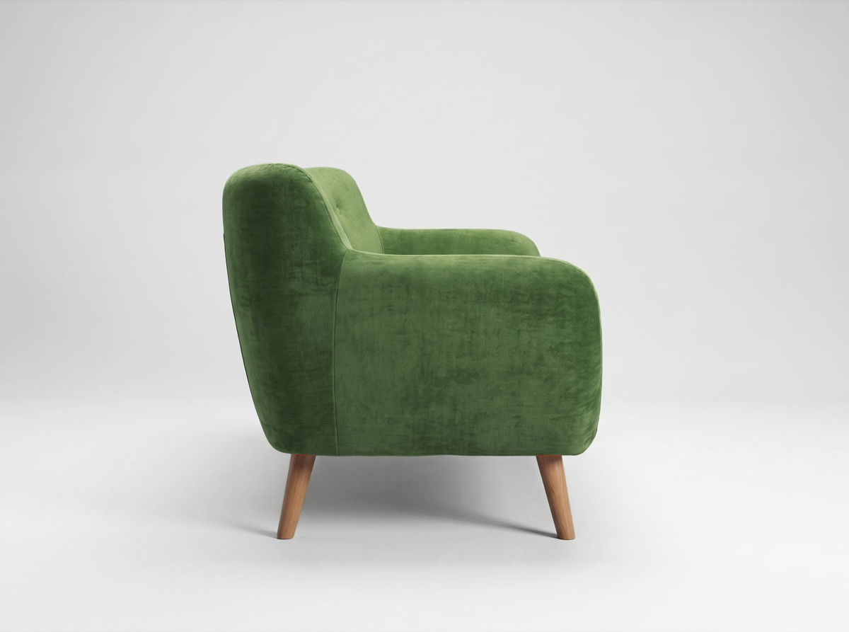Westwood Curve | Button-Tufted Soft Touch Chenille Three-Seat Sofa