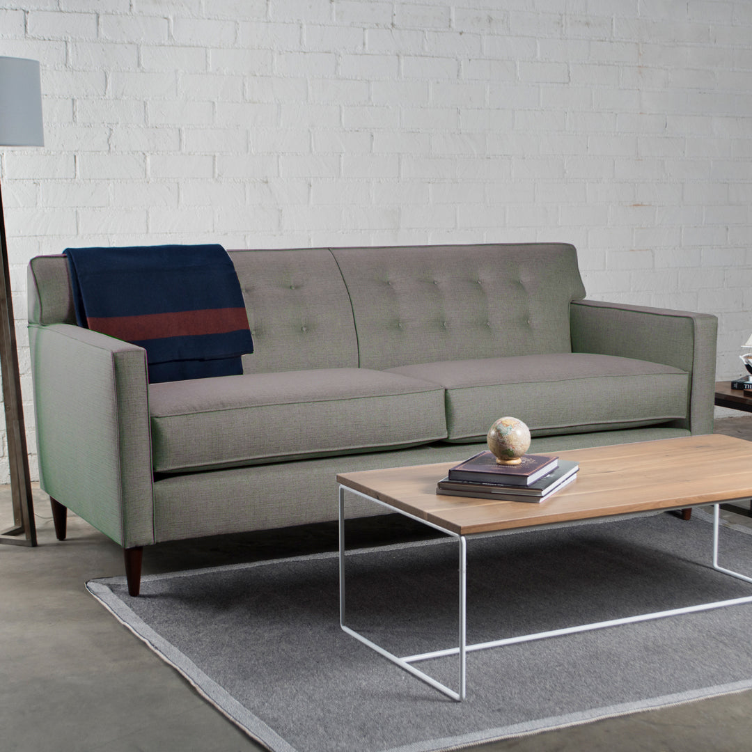 Studio Sleek | Signature Woven Button-Tufted Three-Seat Sofa